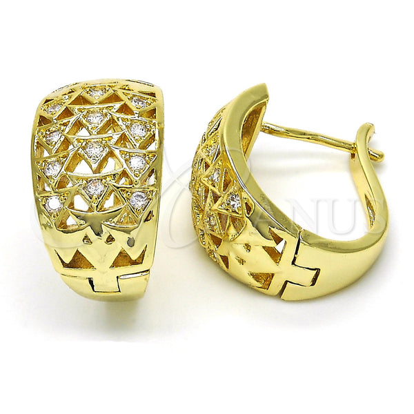 Argolla Huggie 02.266.0006.1.20 Oro Laminado, con Blanca Zirconia Cubica, Pulido, Tono Dorado