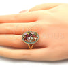 Anillo Multi Piedra 01.266.0025.08 Oro Laminado, Diseño de Flor, con Multicolor Zirconia Cubica, Pulido, Tono Dorado (Size 8)