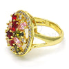 Anillo Multi Piedra 01.266.0025.08 Oro Laminado, Diseño de Flor, con Multicolor Zirconia Cubica, Pulido, Tono Dorado (Size 8)