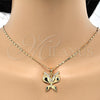 Collares con Dije 04.304.0003.18 Oro Laminado, Diseño de Mariposa, con Blanca Zirconia Cubica, Pulido, Tono Dorado (02 MM Thickness, 18 Inches Length)