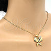 Collares con Dije 04.304.0003.18 Oro Laminado, Diseño de Mariposa, con Blanca Zirconia Cubica, Pulido, Tono Dorado (02 MM Thickness, 18 Inches Length)