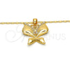 Collares con Dije 04.304.0003.18 Oro Laminado, Diseño de Mariposa, con Blanca Zirconia Cubica, Pulido, Tono Dorado (02 MM Thickness, 18 Inches Length)