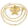 Collares con Dije 04.304.0003.18 Oro Laminado, Diseño de Mariposa, con Blanca Zirconia Cubica, Pulido, Tono Dorado (02 MM Thickness, 18 Inches Length)