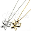 Collares con Dije 04.304.0003.18 Oro Laminado, Diseño de Mariposa, con Blanca Zirconia Cubica, Pulido, Tono Dorado (02 MM Thickness, 18 Inches Length)