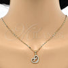Collares con Dije 04.304.0006.18 Oro Laminado, Diseño de Corazón, con Blanca Zirconia Cubica, Pulido, Tono Dorado (02 MM Thickness, 18 Inches Length)