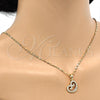 Collares con Dije 04.304.0006.18 Oro Laminado, Diseño de Corazón, con Blanca Zirconia Cubica, Pulido, Tono Dorado (02 MM Thickness, 18 Inches Length)