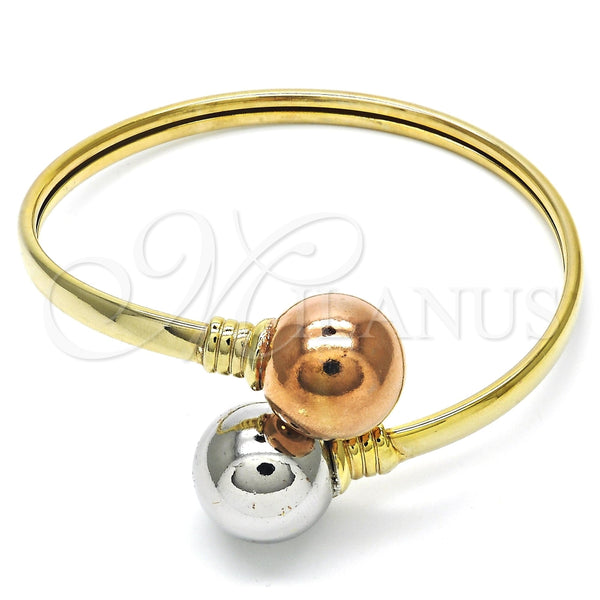 Aro Individual 07.102.0001 Oro Laminado, Diseño de Bola, Pulido, Tres Tonos (05 MM Thickness, One size fits all)