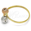 Aro Individual 07.102.0003 Oro Laminado, Diseño de Bola y Hueco, Diamantado, Tres Tonos (05 MM Thickness, One size fits all)