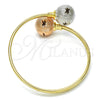 Aro Individual 07.102.0003 Oro Laminado, Diseño de Bola y Hueco, Diamantado, Tres Tonos (05 MM Thickness, One size fits all)