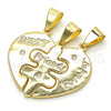 Dije Elegante 05.179.0056 Oro Laminado, Diseño de Corazón, con Blanca Zirconia Cubica, Pulido, Tono Dorado