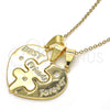 Dije Elegante 05.179.0056 Oro Laminado, Diseño de Corazón, con Blanca Zirconia Cubica, Pulido, Tono Dorado