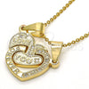Dije Elegante 05.179.0057 Oro Laminado, Diseño de Corazón, con Blanca Zirconia Cubica, Pulido, Tono Dorado