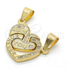 Dije Elegante 05.179.0057 Oro Laminado, Diseño de Corazón, con Blanca Zirconia Cubica, Pulido, Tono Dorado