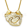 Dije Elegante 05.179.0057 Oro Laminado, Diseño de Corazón, con Blanca Zirconia Cubica, Pulido, Tono Dorado