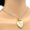 Dije Elegante 05.179.0059 Oro Laminado, Diseño de Llave y Corazón, con Blanca Zirconia Cubica, Pulido, Tono Dorado