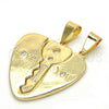 Dije Elegante 05.179.0059 Oro Laminado, Diseño de Llave y Corazón, con Blanca Zirconia Cubica, Pulido, Tono Dorado