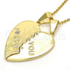 Dije Elegante 05.179.0060 Oro Laminado, Diseño de Corazón, con Blanca Zirconia Cubica, Pulido, Tono Dorado
