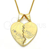 Dije Elegante 05.179.0060 Oro Laminado, Diseño de Corazón, con Blanca Zirconia Cubica, Pulido, Tono Dorado