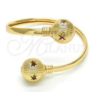 Aro Individual 07.102.0003.1 Oro Laminado, Diseño de Bola y Hueco, Diamantado, Tono Dorado (05 MM Thickness, One size fits all)