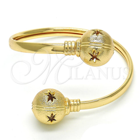 Aro Individual 07.102.0003.1 Oro Laminado, Diseño de Bola y Hueco, Diamantado, Tono Dorado (05 MM Thickness, One size fits all)
