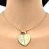 Dije Elegante 05.179.0061 Oro Laminado, Diseño de Corazón y Amor, con Blanca Zirconia Cubica, Pulido, Tono Dorado