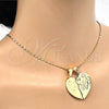 Dije Elegante 05.179.0061 Oro Laminado, Diseño de Corazón y Amor, con Blanca Zirconia Cubica, Pulido, Tono Dorado