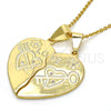 Dije Elegante 05.179.0061 Oro Laminado, Diseño de Corazón y Amor, con Blanca Zirconia Cubica, Pulido, Tono Dorado