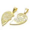 Dije Elegante 05.179.0061 Oro Laminado, Diseño de Corazón y Amor, con Blanca Zirconia Cubica, Pulido, Tono Dorado