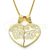 Dije Elegante 05.179.0061 Oro Laminado, Diseño de Corazón y Amor, con Blanca Zirconia Cubica, Pulido, Tono Dorado