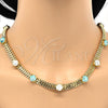 Collar y Pulsera 06.185.0015 Oro Laminado, con Aqua Azul and Blanca Zirconia Cubica, Pulido, Tono Dorado