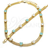 Collar y Pulsera 06.185.0015 Oro Laminado, con Aqua Azul and Blanca Zirconia Cubica, Pulido, Tono Dorado