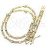 Collar y Pulsera 06.185.0015 Oro Laminado, con Aqua Azul and Blanca Zirconia Cubica, Pulido, Tono Dorado