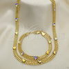 Collar y Pulsera 06.185.0016 Oro Laminado, Diseño de Corazón, con Aurore Boreale Cristal, Pulido, Tono Dorado