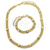 Collar y Pulsera 06.185.0016 Oro Laminado, Diseño de Corazón, con Aurore Boreale Cristal, Pulido, Tono Dorado