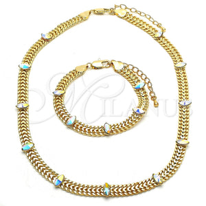 Collar y Pulsera 06.185.0017 Oro Laminado, con Aurore Boreale Cristal, Pulido, Tono Dorado