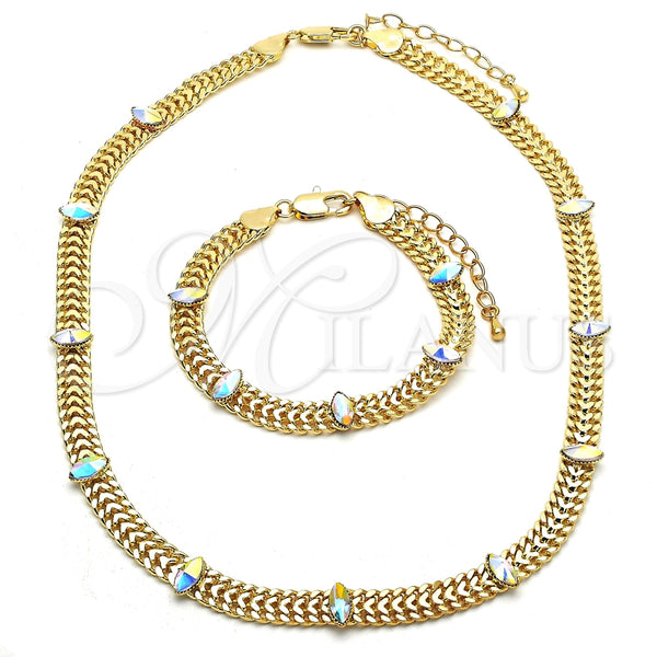 Collar y Pulsera 06.185.0017 Oro Laminado, con Aurore Boreale Cristal, Pulido, Tono Dorado