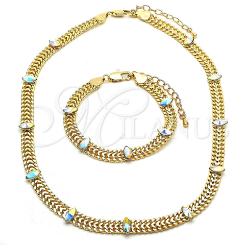 Collar y Pulsera 06.185.0017 Oro Laminado, con Aurore Boreale Cristal, Pulido, Tono Dorado