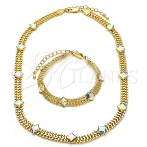 Collar y Pulsera 06.185.0018 Oro Laminado, con Aurore Boreale Cristal, Pulido, Tono Dorado