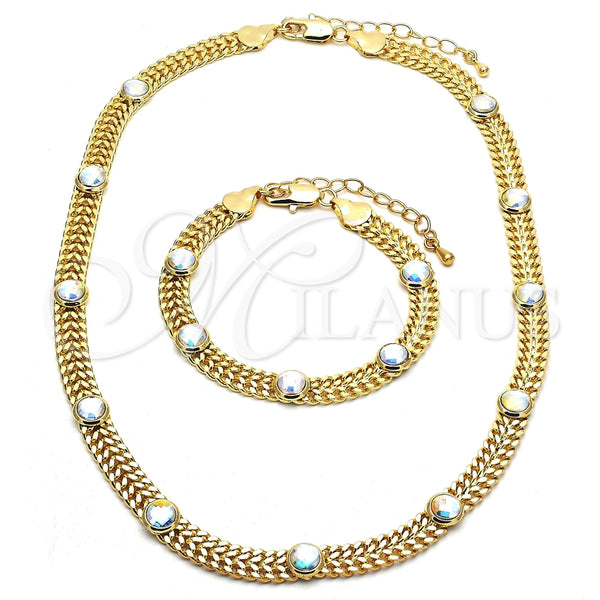 Collar y Pulsera 06.185.0019 Oro Laminado, con Aurore Boreale Cristal, Pulido, Tono Dorado