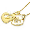 Dije Elegante 05.179.0064 Oro Laminado, Diseño de Corazón y Amor, con Blanca Zirconia Cubica, Pulido, Tono Dorado