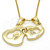 Dije Elegante 05.179.0064 Oro Laminado, Diseño de Corazón y Amor, con Blanca Zirconia Cubica, Pulido, Tono Dorado
