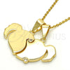 Dije Elegante 05.179.0065 Oro Laminado, Diseño de Corazón, con Blanca Zirconia Cubica, Pulido, Tono Dorado