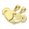 Dije Elegante 05.179.0065 Oro Laminado, Diseño de Corazón, con Blanca Zirconia Cubica, Pulido, Tono Dorado
