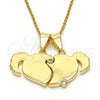 Dije Elegante 05.179.0065 Oro Laminado, Diseño de Corazón, con Blanca Zirconia Cubica, Pulido, Tono Dorado