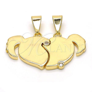 Dije Elegante 05.179.0065 Oro Laminado, Diseño de Corazón, con Blanca Zirconia Cubica, Pulido, Tono Dorado