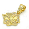 Dije Elegante 05.120.0070 Oro Laminado, Diseño de Elefante y Búho, Pulido, Tono Dorado