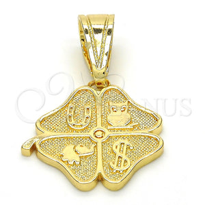 Dije Elegante 05.120.0070 Oro Laminado, Diseño de Elefante y Búho, Pulido, Tono Dorado
