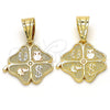 Dije Elegante 05.120.0070 Oro Laminado, Diseño de Elefante y Búho, Pulido, Tono Dorado