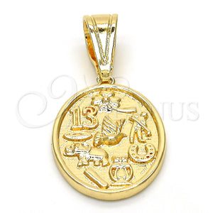 Dije Elegante 05.120.0072 Oro Laminado, Diseño de Búho y Elefante, Pulido, Tono Dorado