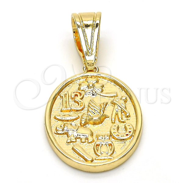 Dije Elegante 05.120.0072 Oro Laminado, Diseño de Búho y Elefante, Pulido, Tono Dorado